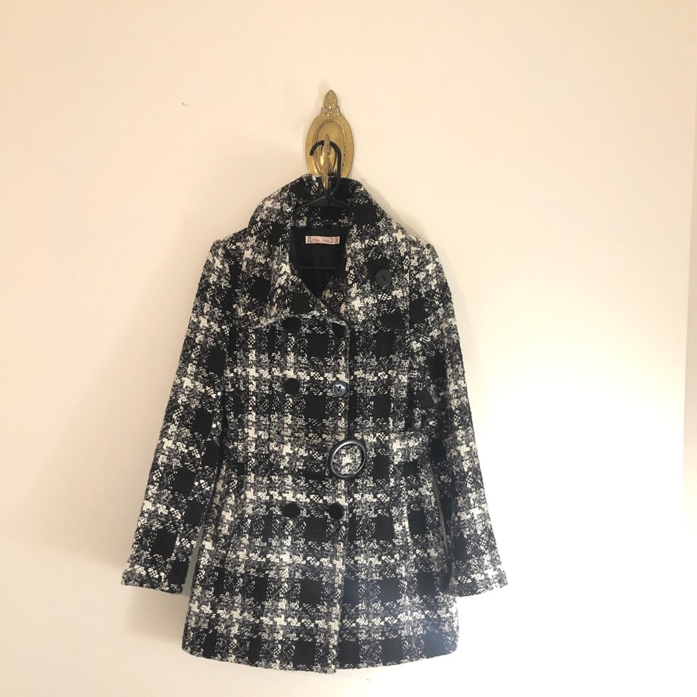 Purna Vida pea coat with subtle silver threads